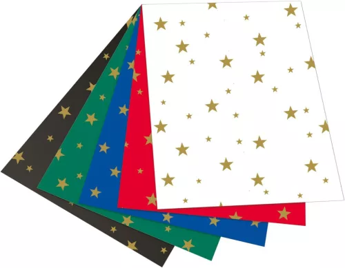 Fotókarton arany csillagokkal 300g/m² 50x70cm, 10 ív/csg vegyes színek
