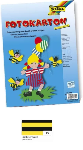 Fotókarton (csíkos) 300g, 50x70cm, 10 ív/csg, sárga/fekete - Folia