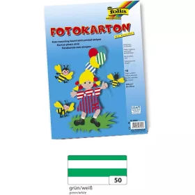   Fotókarton (csíkos) 300g, 50x70cm, 10 ív/csg, zöld/fehér - Folia