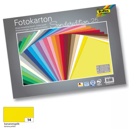 Fotókarton 300g, 50x70cm, 25 ív/csg, banánsárga - Folia