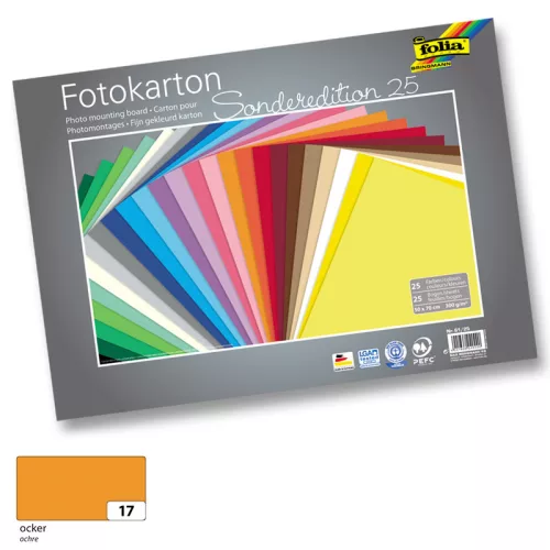 Fotókarton 300g, 50x70cm, 25 ív/csg, okker sárga - Folia