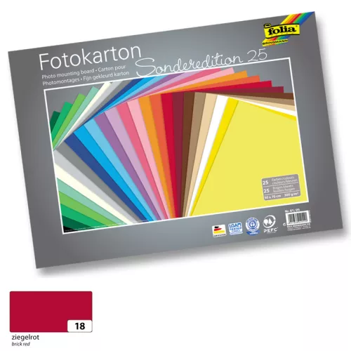 Fotókarton 300g, 50x70cm, 25 ív/csg, téglavörös - Folia