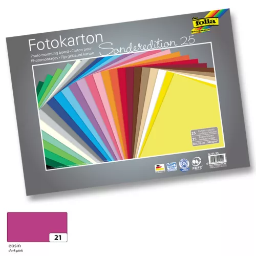 Fotókarton 300g, 50x70cm, 25 ív/csg, sötétrózsaszín - Folia