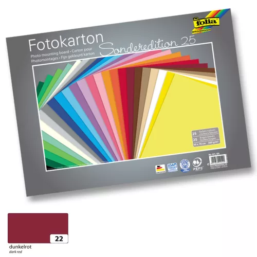 Fotókarton 300g, 50x70cm, 25 ív/csg, sötétvörös - Folia