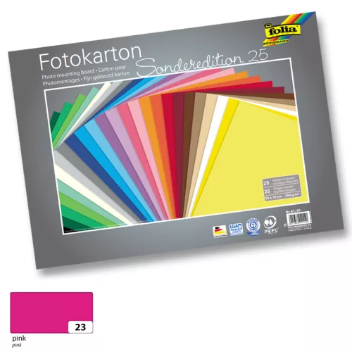 Fotókarton 300g, 50x70cm, 25 ív/csg, rózsaszín - Folia