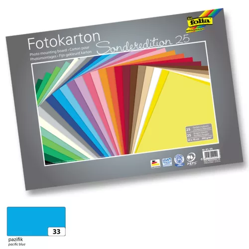 Fotókarton 300g, 50x70cm, 25 ív/csg, csendes-óceáni kék - Folia