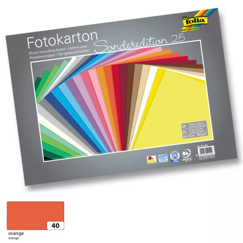 Fotókarton 300g, 50x70cm, 25 ív/csg, narancssárga - Folia
