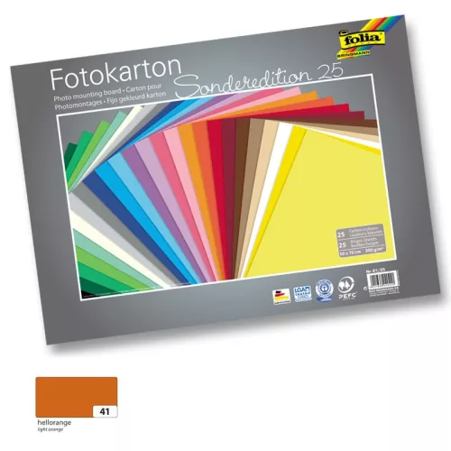 Fotókarton 300g, 50x70cm, 25 ív/csg, világos narancs - Folia