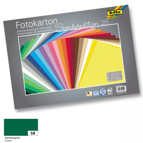 Fotókarton 300g, 50x70cm, 25 ív/csg, fenyőzöld - Folia