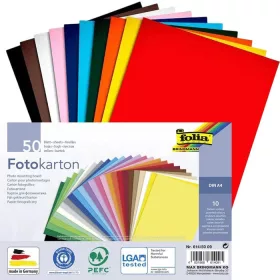 Fotókarton, 300g, A/4, 50 ív/csg, vegyes színek - Folia