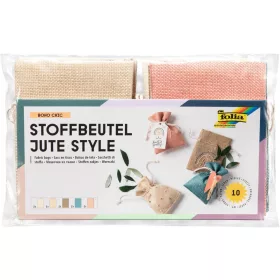   Juta hatású textil tasak BOHO CHIC, 10×13,5 cm, 10 db, vegyes színek - Folia