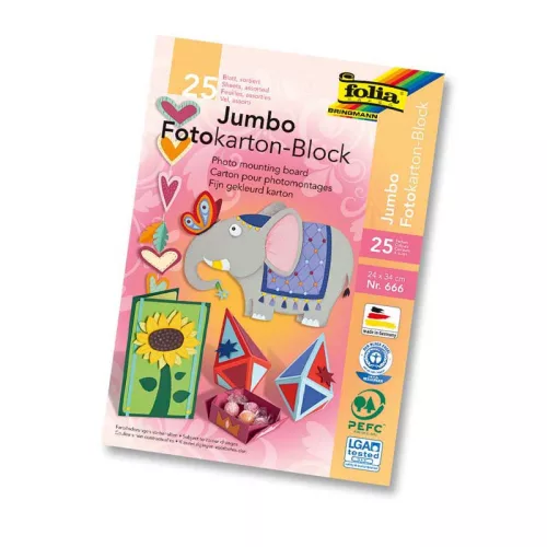 Jumbo fotókarton csomag, 24x34cm, 25 ív/csg, vegyes színek - Folia