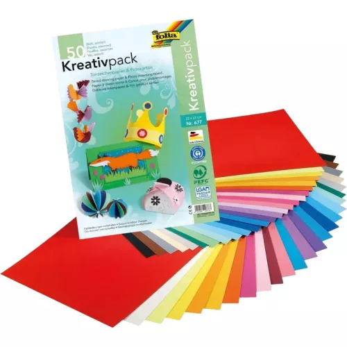 Kreatív csomag, másolópapír és fotókarton, 130g-300g, 23x33cm, 50 ív/csg - Folia