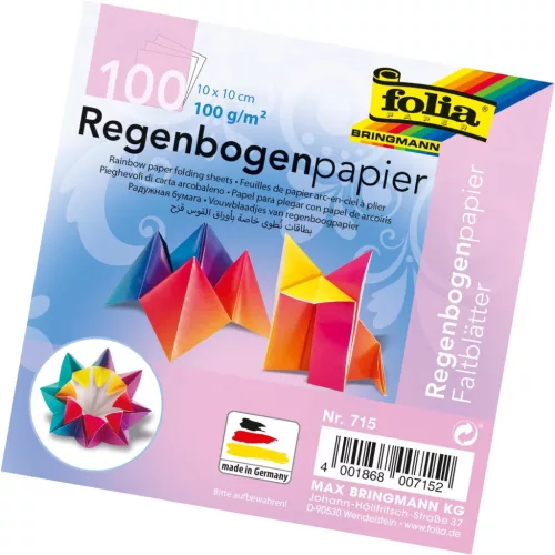 Szivárvány design origami papír, 10x10cm, 100 ív/csg - Folia
