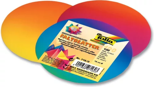 Szivárvány design kerek origami papír, kerek Ø 15cm, 100 ív/csg - Folia