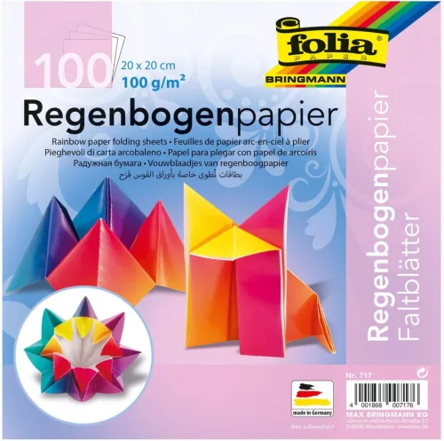 Szivárvány design origami papír, 20x20cm, 100 ív/csg - Folia