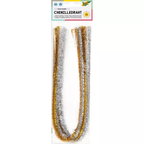 Zseníliadrót 50 cm, Ø 8 mm, 10 db, arany/ezüst válogatás - Folia