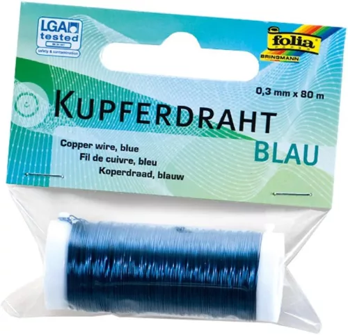 Hobbi drót, rozsdamentes, 0,3 mm × 80 m, kék, réz - Folia