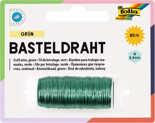 Hobbi drót, rozsdamentes, 0,3 mm × 80 m, zöld, réz - Folia