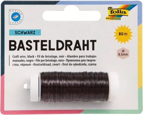 Hobbi drót, rozsdamentes, 0,3 mm × 80 m, fekete, réz - Folia