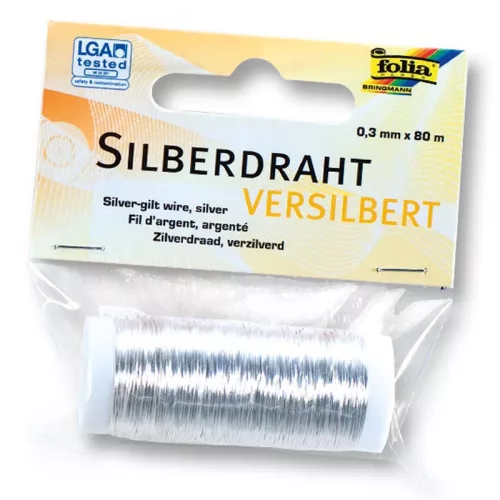 Ezüstözött drót, 0,3 mm × 80 m, réz - Folia