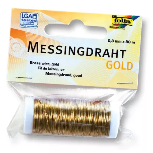 Sárgaréz drót, 0,3 mm × 80 m, arany - Folia