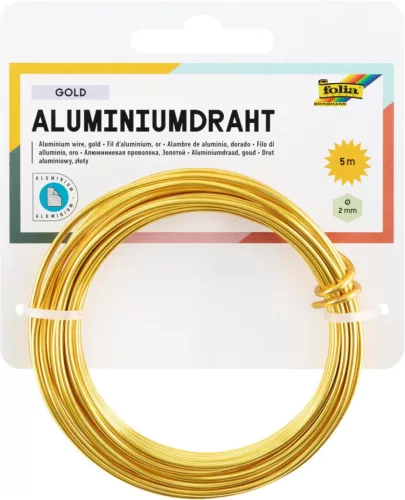 Alumínium drót, 2 mm × 5 m, arany - Folia