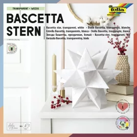   Bascetta-csillag készlet, transzparens papír, 115g, 20x20cm, 32 ív/csg, fehér - Folia