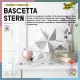 Transzparens Bascetta-csillag, 115g, 20x20cm, 32 ív/csg, fehér/ezüst hópehely - Folia