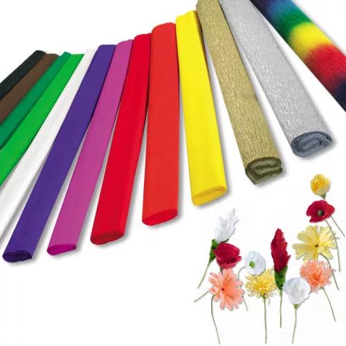 Krepp papír, 50cmx2,5m, 10 tekercs/csomag, vegyes színek - Folia