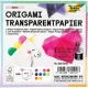 Transzparens origami papír, 42g, 10x10cm, 500 ív/csg, 10 válogatott szín - Folia