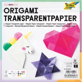  Transzparens origami papír, 42g, 20x20cm, 500 ív/csg, 10 válogatott szín - Folia