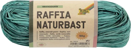 Raffia – természetes minőség, 50 g, 1 gombolyag, smaragd zöld - Folia