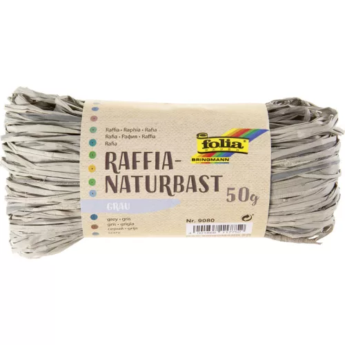 Raffia – természetes minőség, 50 g, 1 gombolyag, szürke - Folia