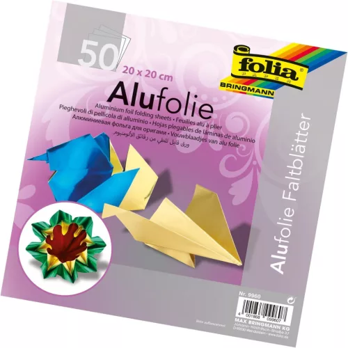 Hajtogatható aluminium ívek, 20x20cm, 50 ív/csg, vegyes színek - Folia