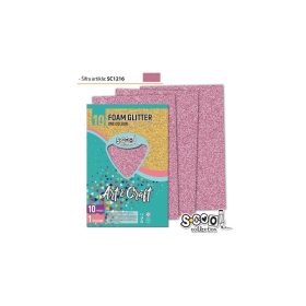 Dekorgumi glitteres A/4, 10 ív/csomag - pink SC1216