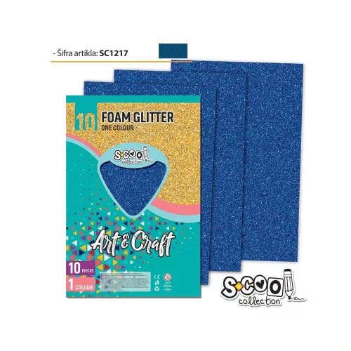 Dekorgumi glitteres A/4, 10 ív/csomag - kék SC1217