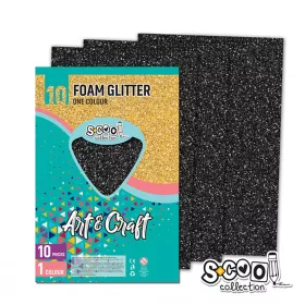 Dekorgumi glitteres A/4, 10 ív/csomag - fekete SC1483