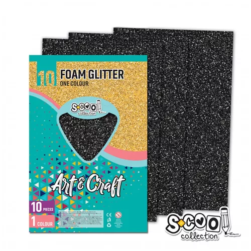 Dekorgumi glitteres A/4, 10 ív/csomag - fekete SC1483