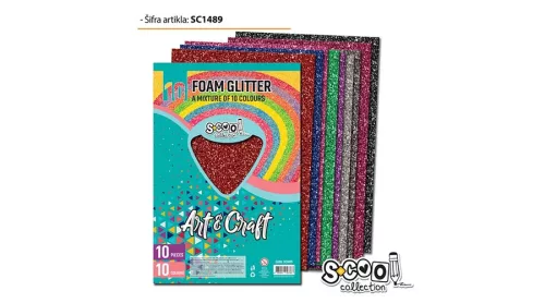 Dekorgumi glitteres A/4, 10 ív/csomag - Mix SC1489