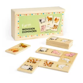 Fa dominó készlet farm állatokkal