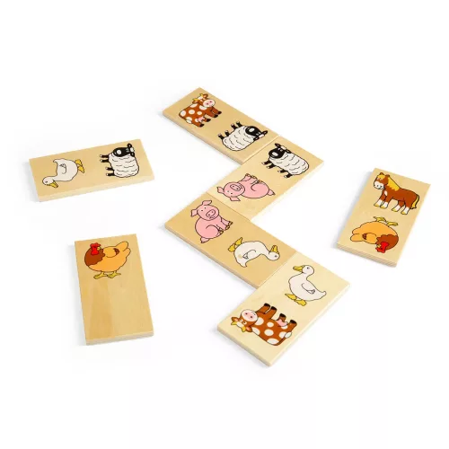 Fa dominó készlet farm állatokkal