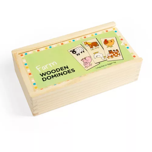 Fa dominó készlet farm állatokkal
