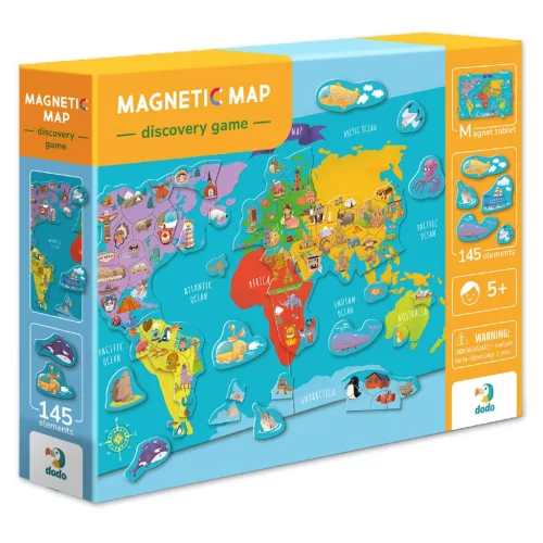 Világtérkép, mágneses puzzle, 136 darabos
