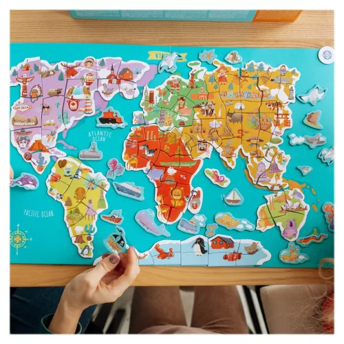 Világtérkép, mágneses puzzle, 136 darabos