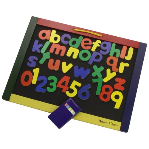 Mágneses tábla 2 az 1-ben, betűkkel és számokkal