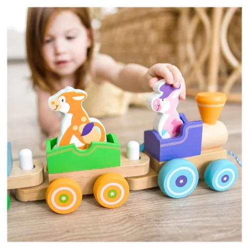 Húzható játékvonat állatokkal