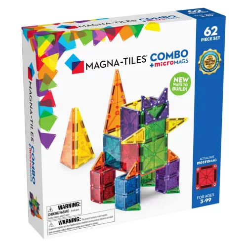 MAGNA-TILES + mikroMAGS, 62 db. mágneses szett