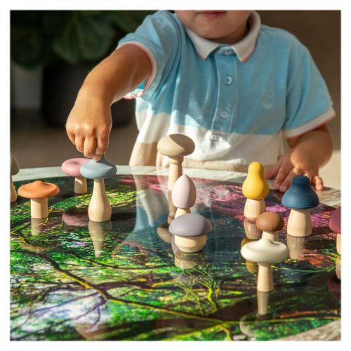 Erdei gombakészlet fából és szilikonból, 12 db, SiliSoft