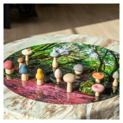 Erdei gombakészlet fából és szilikonból, 12 db, SiliSoft